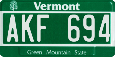 VT license plate AKF694