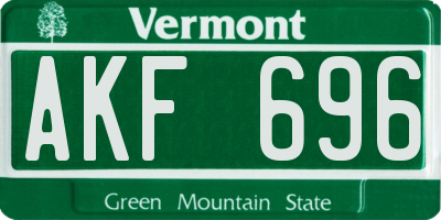 VT license plate AKF696