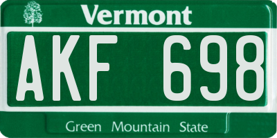 VT license plate AKF698