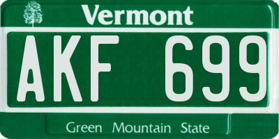 VT license plate AKF699