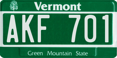 VT license plate AKF701