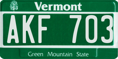VT license plate AKF703
