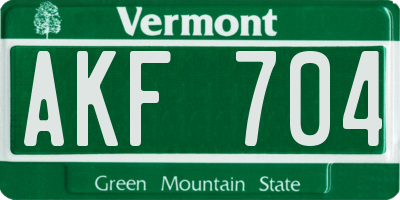 VT license plate AKF704