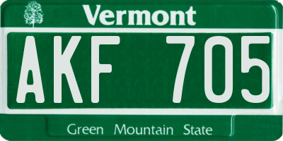 VT license plate AKF705