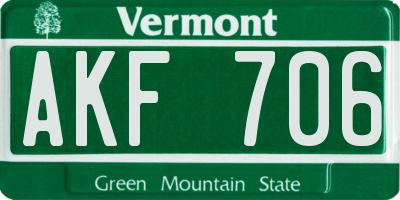 VT license plate AKF706