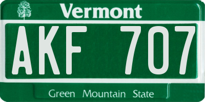VT license plate AKF707