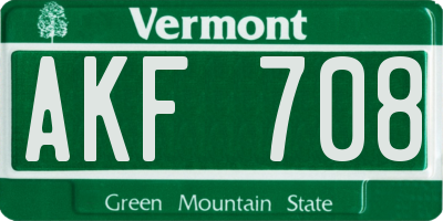 VT license plate AKF708