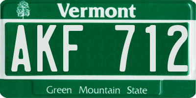 VT license plate AKF712