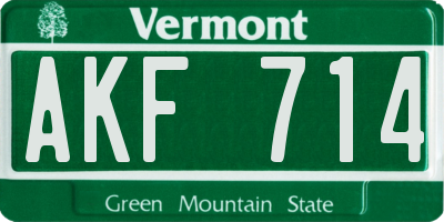 VT license plate AKF714