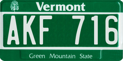VT license plate AKF716