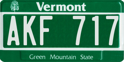 VT license plate AKF717