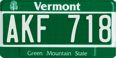 VT license plate AKF718
