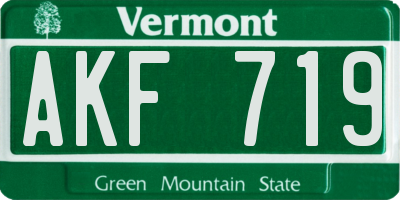 VT license plate AKF719