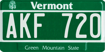 VT license plate AKF720