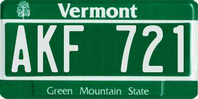 VT license plate AKF721