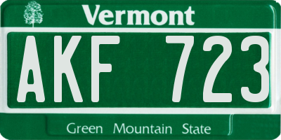 VT license plate AKF723