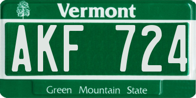 VT license plate AKF724