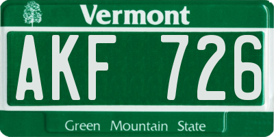 VT license plate AKF726