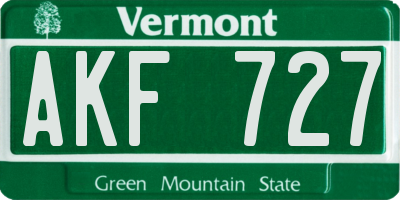 VT license plate AKF727
