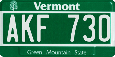 VT license plate AKF730