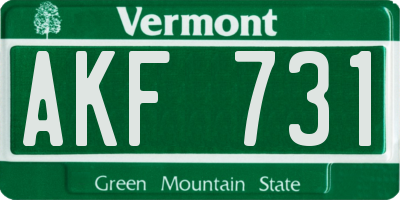 VT license plate AKF731