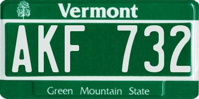 VT license plate AKF732