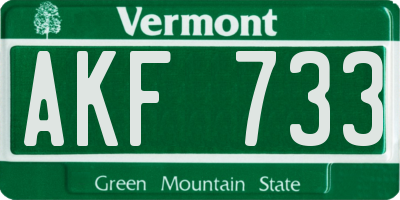 VT license plate AKF733