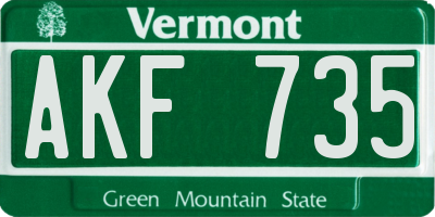VT license plate AKF735