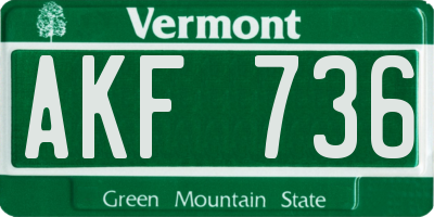 VT license plate AKF736