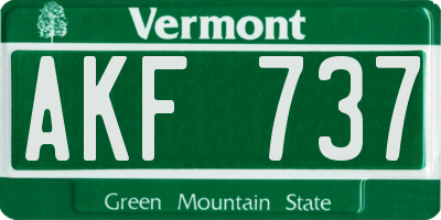 VT license plate AKF737