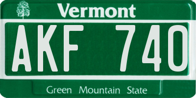 VT license plate AKF740