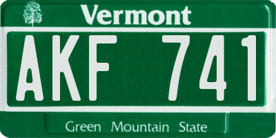 VT license plate AKF741