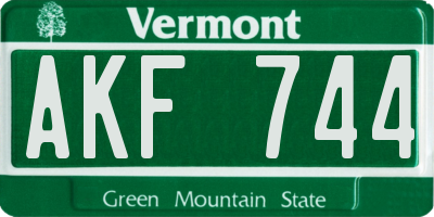 VT license plate AKF744