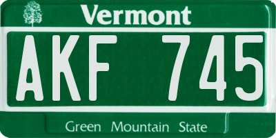 VT license plate AKF745