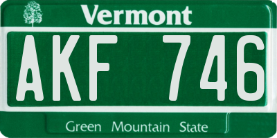 VT license plate AKF746