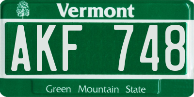 VT license plate AKF748