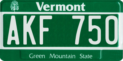 VT license plate AKF750
