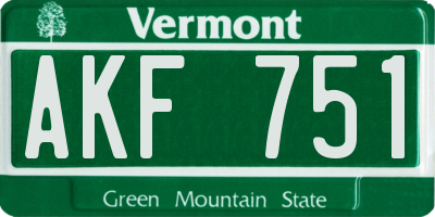 VT license plate AKF751