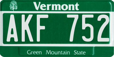 VT license plate AKF752