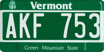 VT license plate AKF753