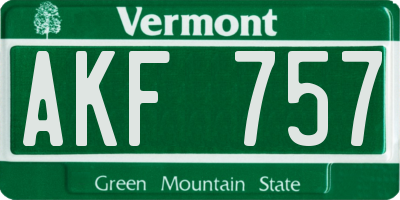 VT license plate AKF757