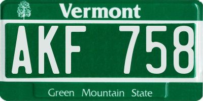 VT license plate AKF758