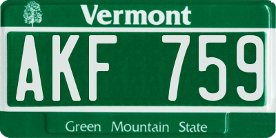 VT license plate AKF759