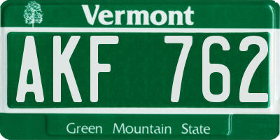 VT license plate AKF762