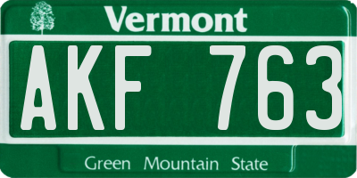 VT license plate AKF763