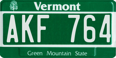 VT license plate AKF764
