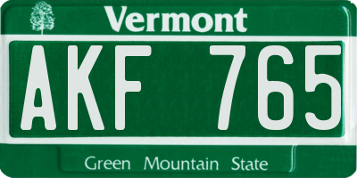 VT license plate AKF765