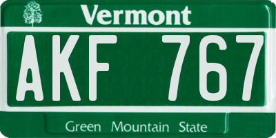 VT license plate AKF767