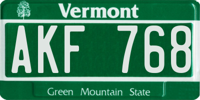 VT license plate AKF768