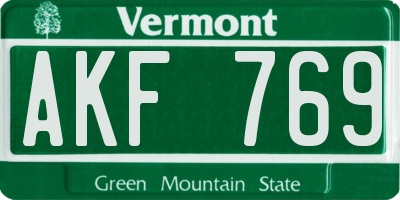 VT license plate AKF769